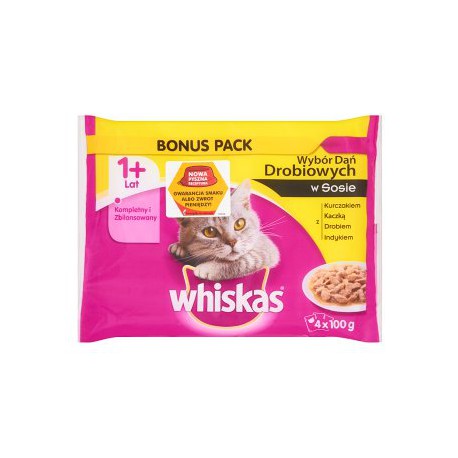 MFP.WHISKAS 4x100g DROBIOWE DANIE W SOSI