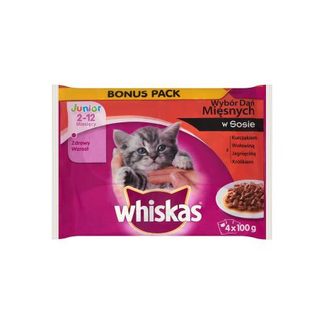 MFP.WHISKAS 4X100g JUNIOR MIĘSNE DANIE SOS