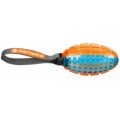 PIŁKA RUGBY NA SZNURKU 12cm/27cm ORANGE/BLUE, Z WYCISZENIEM DŹWIĘKU