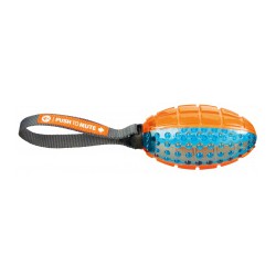 PIŁKA RUGBY NA SZNURKU 12cm/27cm ORANGE/BLUE, Z WYCISZENIEM DŹWIĘKU