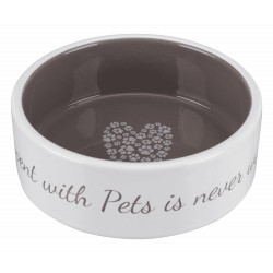 MISKA CERAMICZNA PET`S HOME 0,8L/16CM KREMOWO/CIEMNOSZARA