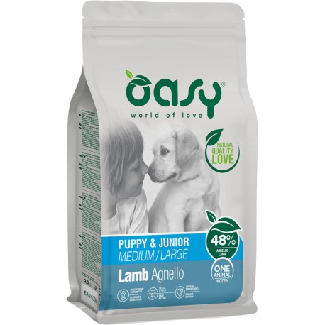 OASY 12kg PUPPY&JUNIOR M+L JAGNIĘCINA KARMA SUCHA