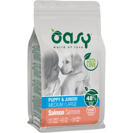 OASY 12kg PUPPY&JUNIOR M+L ŁOSOŚ KARMA SUCHA