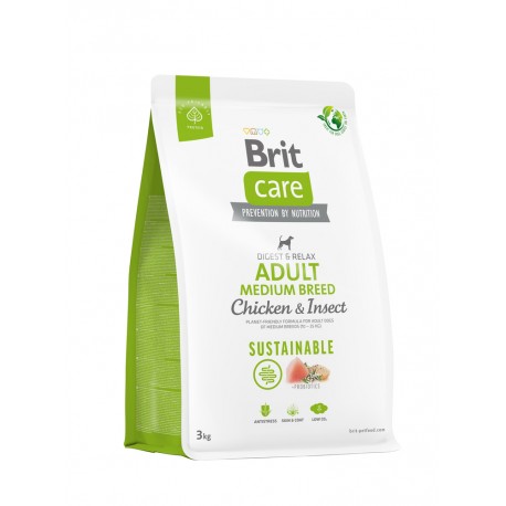 BRIT CARE 3kg ADULT MEDIUM CHICKEN INSECT- SUSTAINABLE