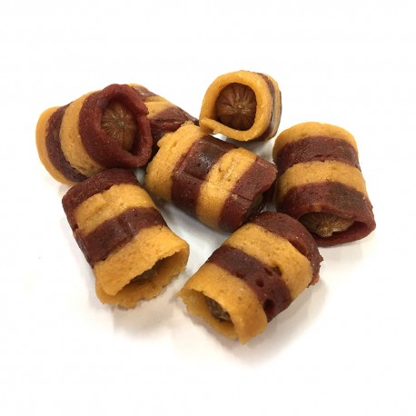 AGILITY SNACKS 500g BEEF SAUSAGES TWINED BY CHICKEN AND DUCK -kiełbaski wołowe splecione z kurczaka