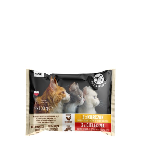 PetRepublic-KOT 4*100g KURCZAK + CIELĘCINA