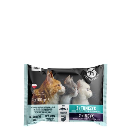PetRepublic-KOT 4*100g TUŃCZYK + INDYK - STERILL