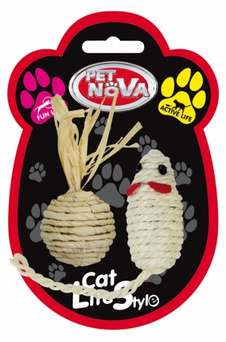 Pet Nova Zestaw myszka 7x3cm oraz piłka 4cm
