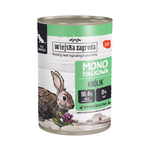 Wiejska Zagroda Monoprotein Królik 400g puszka dla psa