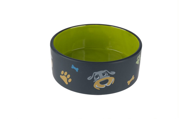 Yarro Miska ceramiczna dla psa Pluto, czarna z zielonym środkiem 20x7,5cm