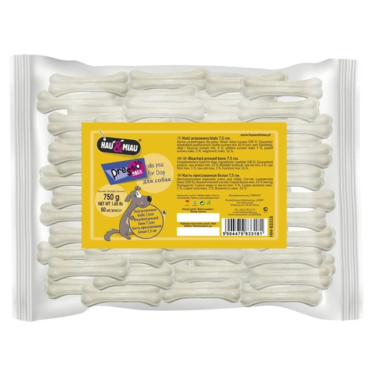 KOŚĆ PRASOWANA BIAŁA 7,5cm 50szt