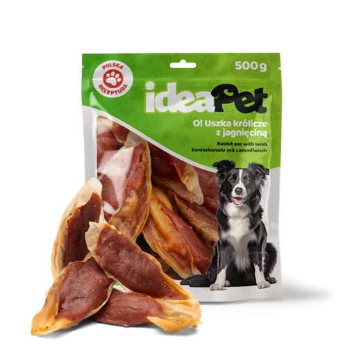 IDEAPET 500g USZKA KRÓLICZE Z JAGNIĘCINĄ