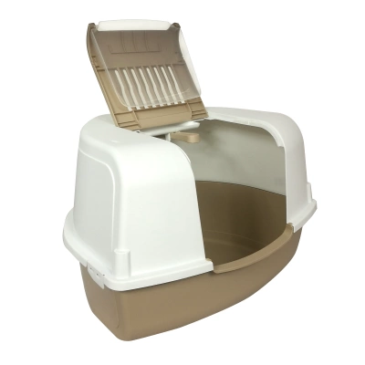 BERGAMO TOALETA NAROŻNA ARIEL MOCCACCINO 48x58x38cm, filtr węglowy i łopatka w zestawie