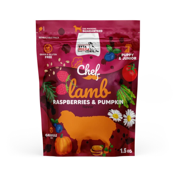 Syta Micha CHEF Puppy Jagnięcina, malina i dynia 1.5kg 