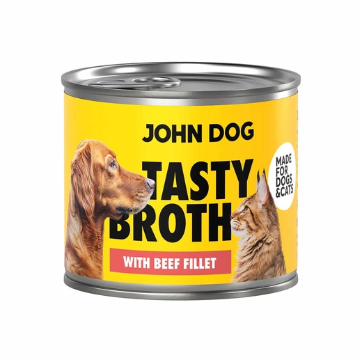 John Dog Tasty Broth – Zupa z wołowiną dla kota i psa 300 g