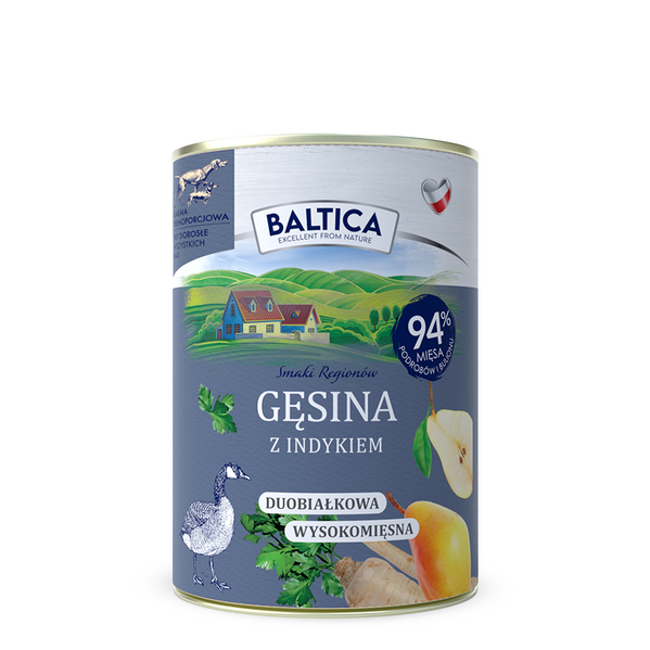 Mokra karma dla psa Baltica Gęsina z indykiem 400g