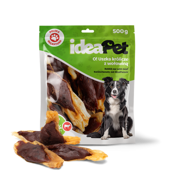 IDEAPET 500g USZKA KRÓLICZE Z WOŁOWINĄ  