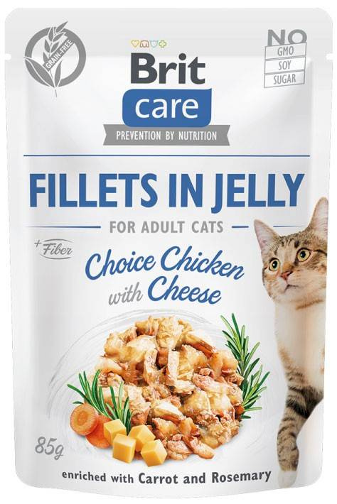 Brit Care Cat Fillet in Jelly Chicken Cheese 85g