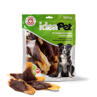 IDEAPET 500g USZKA KRÓLICZE Z WOŁOWINĄ