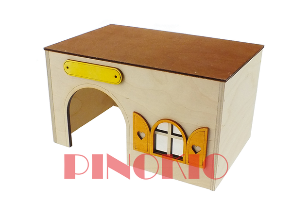 Pinokio drewniany domek dla świnki morskiej i innych gryzoni 23,5 × 15 × 13 cm 