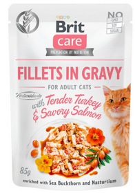 Brit Care Cat Fillets in Gravy Salmon & Turkey saszetka 85g