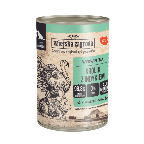 Wiejska Zagroda Królik+Indyk 400g puszka