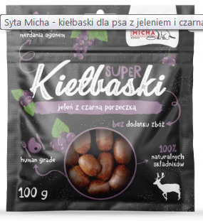 Syta Micha Kiełbaski z jeleniem 100g
