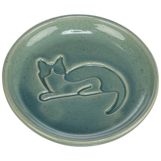 Trixie Miska ceramiczna, dla kota, z wytłoczonym kotem, niebieska, 0,15l/14,5 cm