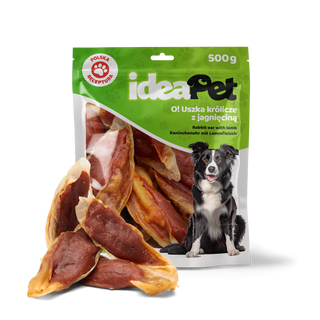 IDEAPET 500g USZKA KRÓLICZE Z JAGNIĘCINĄ