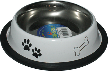 Yarro Miska metalowa na gumie malowana motyw łapki i kostki - biała 11cm