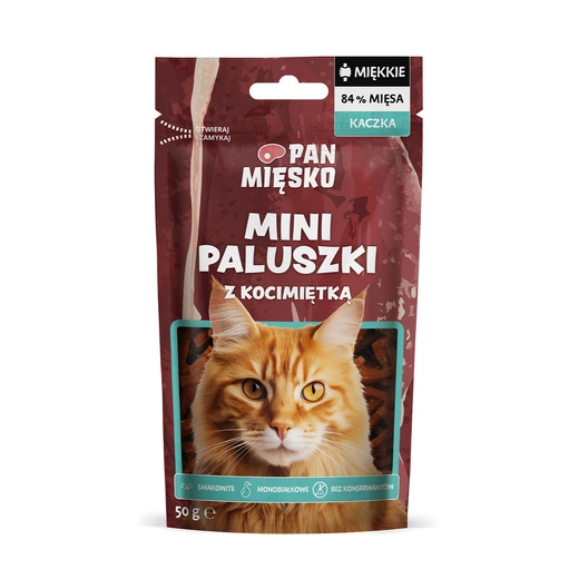 Pan Mięsko Przysmak dla kota Mini paluszki z kaczką i kocimiętką 50g