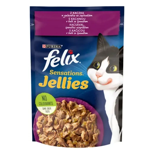 Felix Sensations Jellies – Kaczka w Galaretce ze Szpinakiem - 85 g
