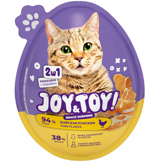 Joy&Toy Cat Jajko Niespodzianka o smaku Kurczaka i  Zabawka 2w1 Dla Kota
