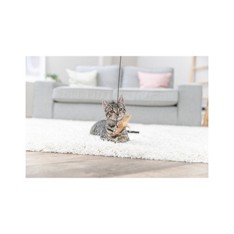 TRIVIE Wędka z sercem, zabawka, dla kota, drewno/plusz, 50 cm, z kocimiętką