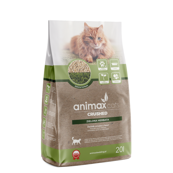 AnimaxKot Kruszon zbrylający Zielona Herbata - żwirek z drzew iglastych 20L