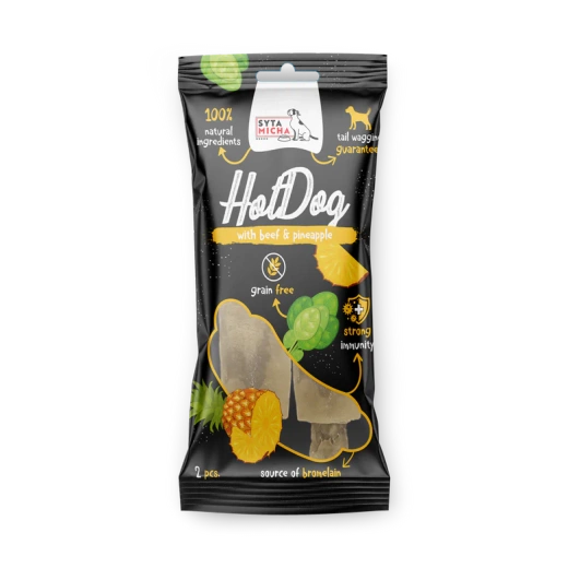 Syta Micha gryzak dla psa Hotdog  Wołowina z ananasem- 2szt 