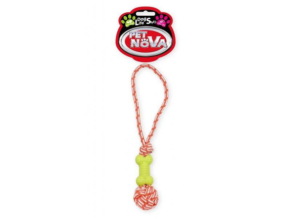 Pet Nova Szarpak dla psa - Kość na sznurze - żółta 40cm