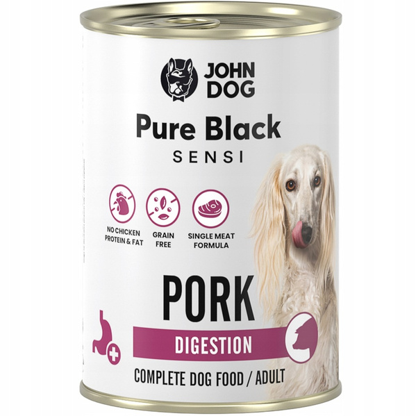 John Dog Pure Black Sensi Digestion Wieprzowina 400g