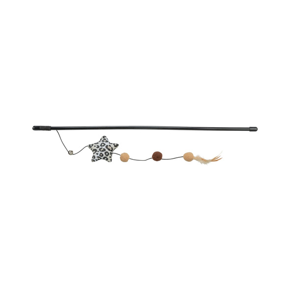 TRIVIE Wędka z gwiazdą, zabawka, dla kota, drewno/plusz, 50 cm, z kocimiętką