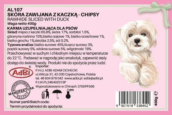 Adbi Chipsy z kaczką 400g