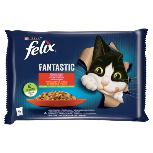 FELIX® Fantastic Wiejskie Smaki w galaretce z warzywami – kurczak i wołowina 4x85 g