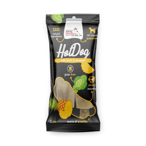 Syta Micha gryzak dla psa Hotdog Wołowina z ananasem- 2szt
