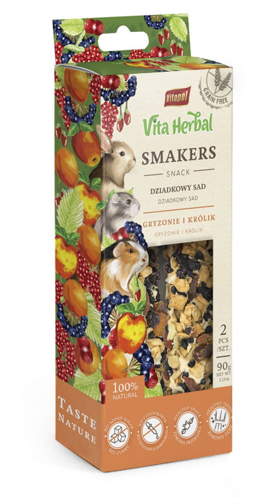 Vitapol Vita Herbal Smakers Dziadkowy sad dla gryzoni i królika, 90g 