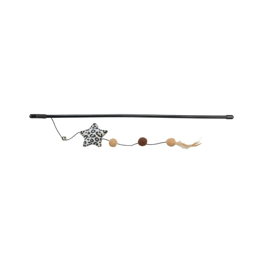 TRIVIE Wędka z gwiazdą, zabawka, dla kota, drewno/plusz, 50 cm, z kocimiętką