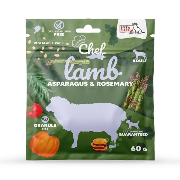 Próbka Syta Micha CHEF Jagnięcina, szparagi i rozmaryn 60g 