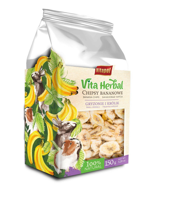 Vitapol Vita Herbal Chipsy bananowe dla gryzoni i królika 150g 
