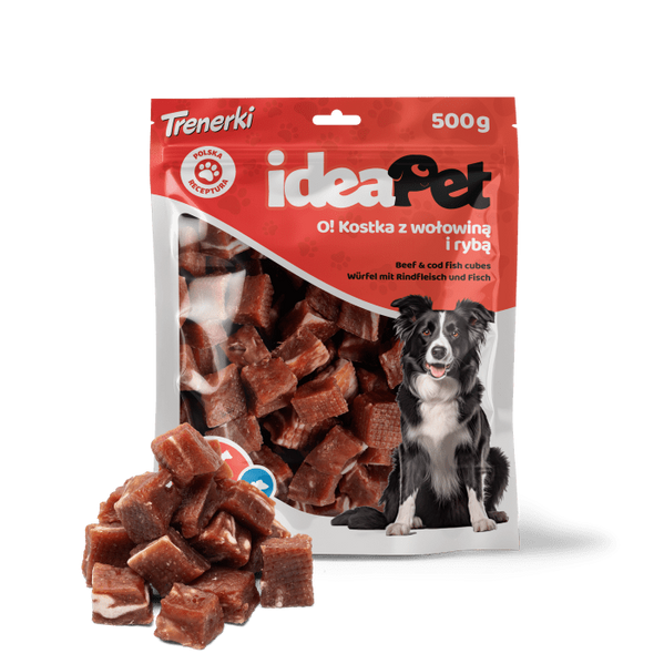 IDEAPET 500g KOSTKA Z WOŁOWINĄ I RYBĄ
