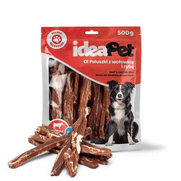IDEAPET 500g PALUSZKI Z WOŁOWINĄ I RYBĄ 