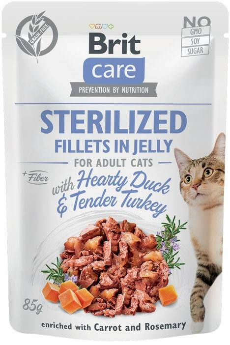 Brit Care Cat Fillets in Jelly Sterilized Duck & Turkey 85g