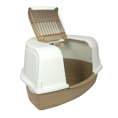 BERGAMO TOALETA NAROŻNA ARIEL MOCCACCINO 48x58x38cm, filtr węglowy i łopatka w zestawie